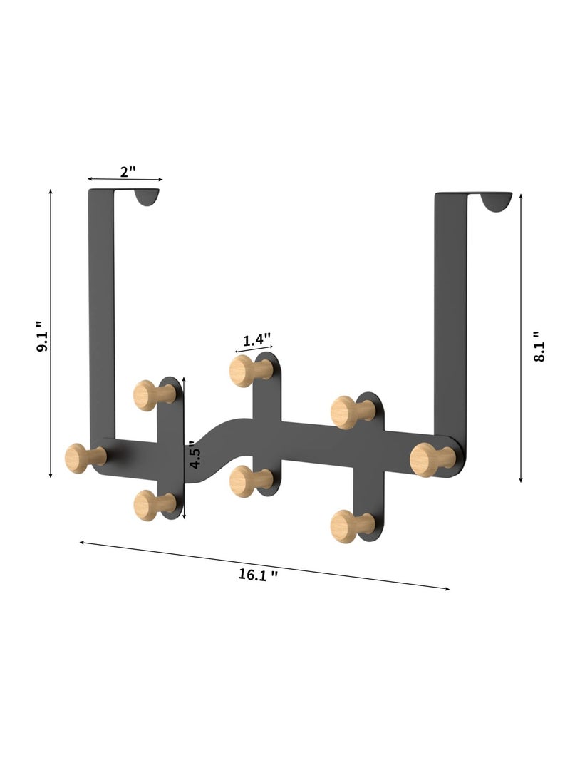 KASTWAVE Over Door Hanger, 8 Hooks Door Hanger Over Door Hooks Coat Hooks Door Coat Hanger for Hanging Coat, Towel, Bag, Robe, Black - Image 2