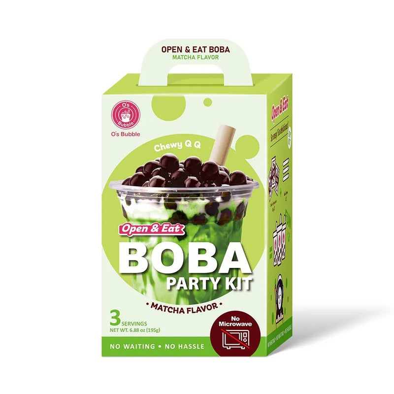 O's Bubble O's Chewy Boba Party Kit Matcha 3 Cups 195 Gm - Image 1