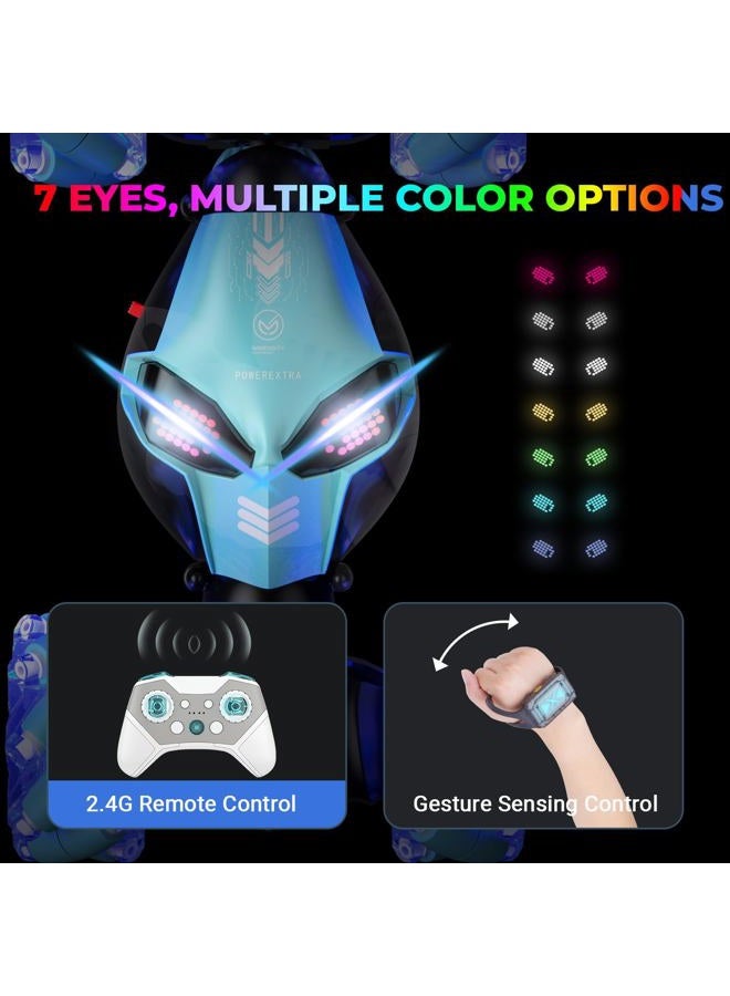 Powerextra 1:16 RC Stunt Car Gesture Sensing, with [Light & Music] for Boys Watch Hand Remote Control Car, Double Sided Rotating Off-Road Vehicle 360° Flips with 2 Batteries, Boy's Birthday Gift - Image 3