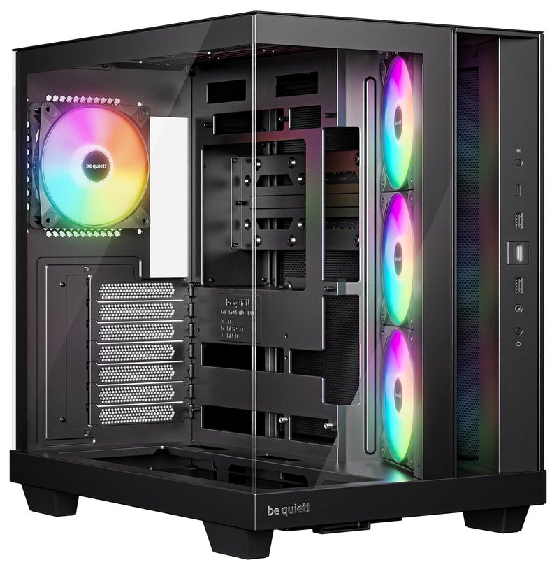 be quiet! صندوق كمبيوتر be quiet! Light Base 500 LX أسود، واجهة أمامية وجانبية كاملة، عرض، تصميم غرفتين، محور مروحة ARGB، 4 مراوح Light Wings LX PWM، تصميم موصل خلفي - Image 1