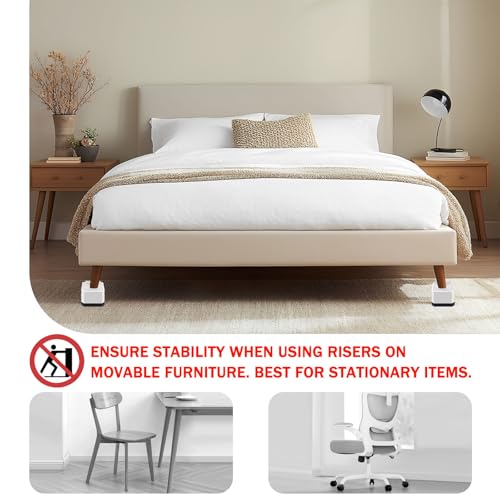 ANNKUT Bed Risers and Furniture Risers, Heavy Duty Adjustable Lifting Blocks for Couches, Desks, and Chairs, Elevates 1.5 or 3 Inches, Holds up to 4000 lbs (White) - Image 4