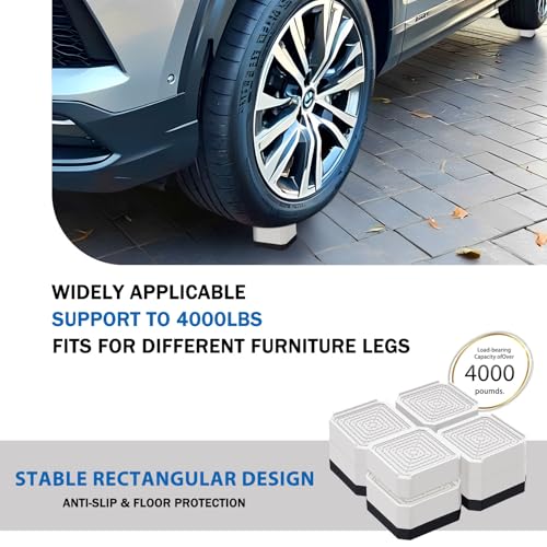 ANNKUT Bed Risers and Furniture Risers, Heavy Duty Adjustable Lifting Blocks for Couches, Desks, and Chairs, Elevates 1.5 or 3 Inches, Holds up to 4000 lbs (White) - Image 5