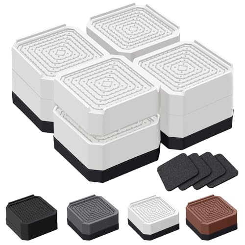 ANNKUT Bed Risers and Furniture Risers, Heavy Duty Adjustable Lifting Blocks for Couches, Desks, and Chairs, Elevates 1.5 or 3 Inches, Holds up to 4000 lbs (White) - Image 1