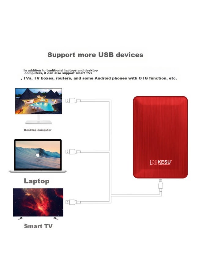 Kesu Encrypted External Hard Drive, 500gb, Usb3.0, K1, 2.5-inch, Hot Blood Red, External Mechanical Hard Drive For File And Photo Backup, Large Usb Flash Drive - Image 4