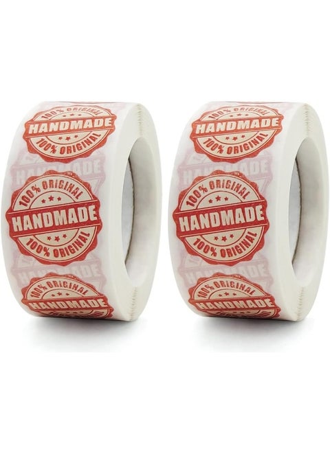 Rubik Handmade 100 Percent Original Labels Stickers Retro Style 2 Rolls (1000pcs) For Small Business Orders Packaging, Envelopes Seal, and Gift Wraps (Style U)