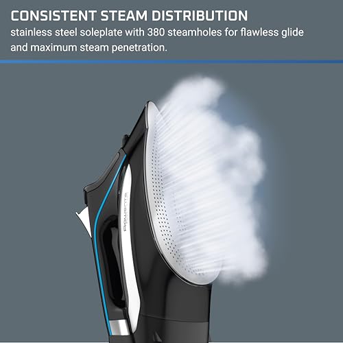 Rowenta Smart Steam Iron, Perfect Temp Technology, 35 Gram/Minute of Continuous Steam Output, DW3261U1, Auto Shutoff, Black - Image 5