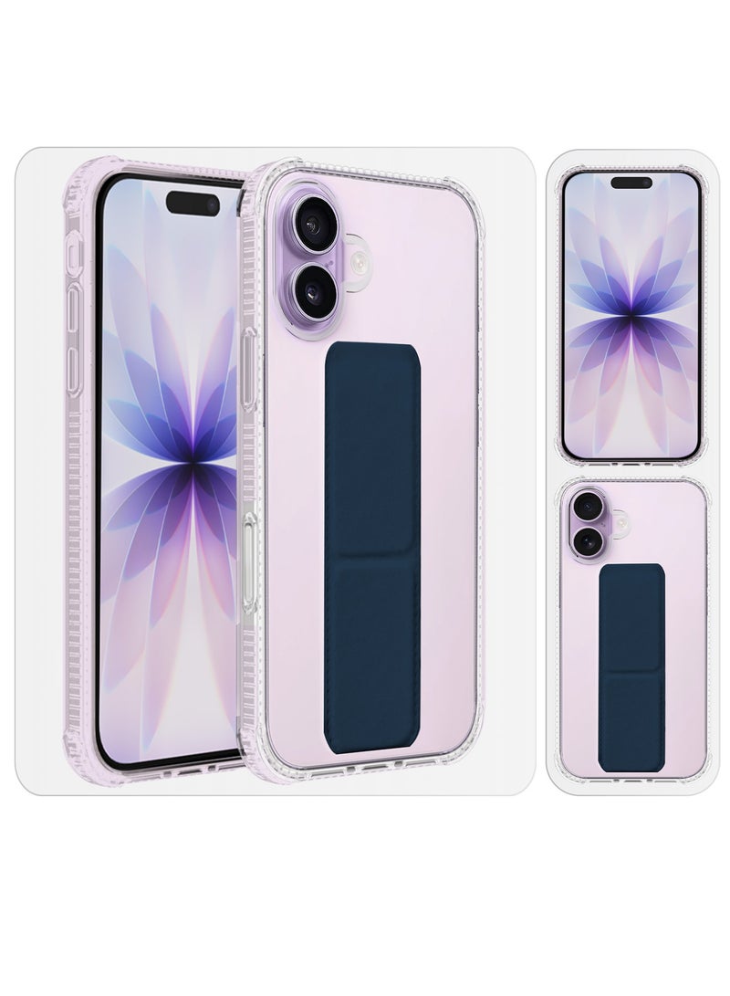 CATANES Finger Grip Clear Case Cover for iPhone 17- Kickstand Car Magnetic Holder Multi-function Protective Two-in-one Case - Dark Blue - Image 5