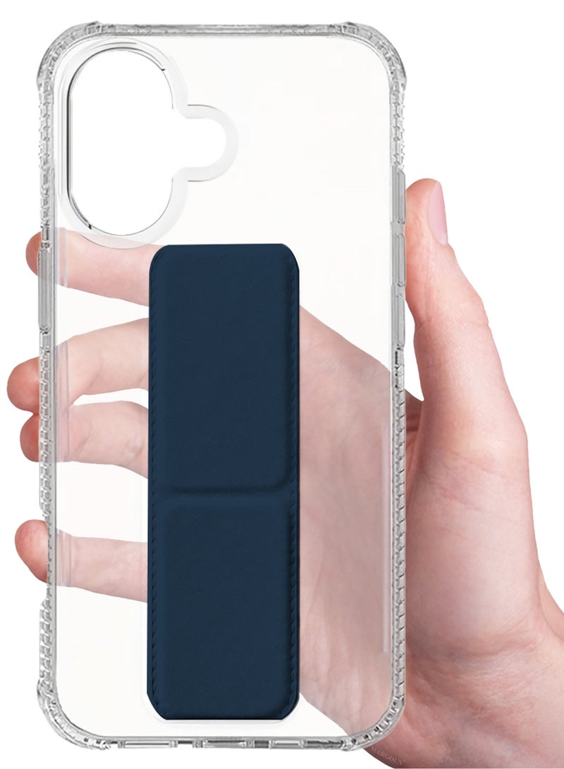 CATANES Finger Grip Clear Case Cover for iPhone 17- Kickstand Car Magnetic Holder Multi-function Protective Two-in-one Case - Dark Blue - Image 4