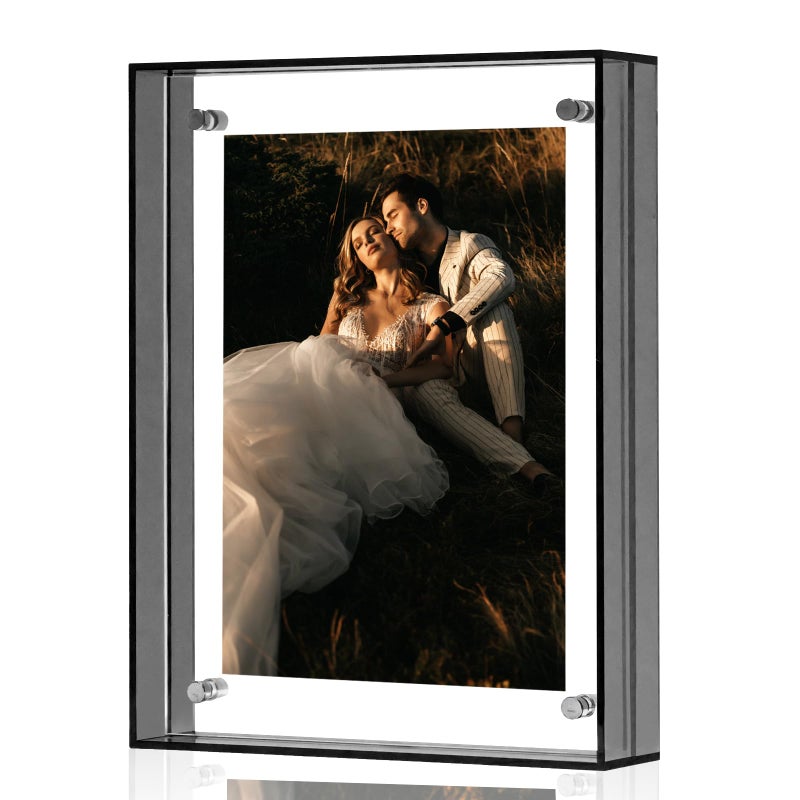 MFoffice 5x7 Picture Frames  Stunning Color Acrylic Photo Frame  Wall & Tabletop Display Frames  Modern Floating Style for Home Office Decoration  Black (1 Pack) - Image 1