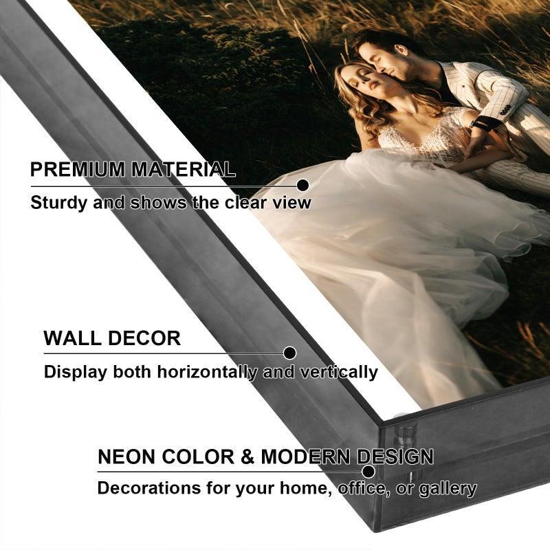 MFoffice 5x7 Picture Frames  Stunning Color Acrylic Photo Frame  Wall & Tabletop Display Frames  Modern Floating Style for Home Office Decoration  Black (1 Pack) - Image 5
