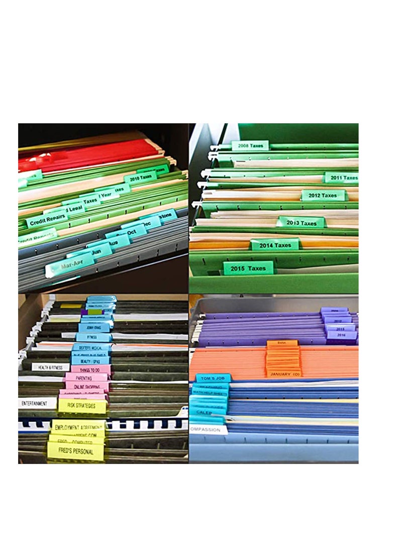 SYOSI - File Folder Tabs, Quick Identification, Hanging File Folder Tabs with Inserts for Hanging Folders, Easy to Read Clear Plastic Hanging File Tabs for Files Sorting Quick Identification - Image 1