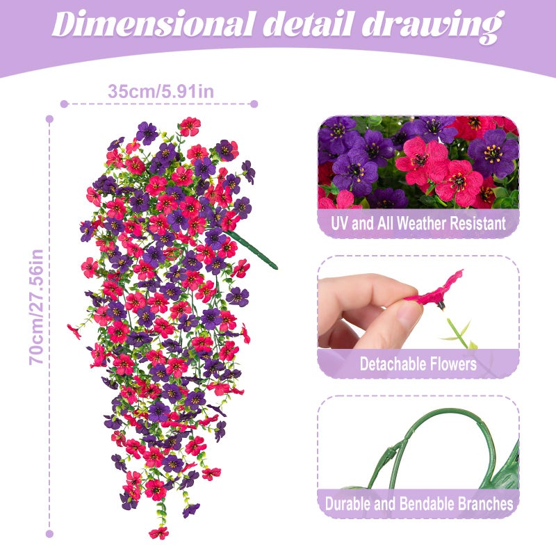 Hrobek Fake Artificial Hanging Flowers for Outdoors Decoration, 2 PCS Faux UV Resistant Artificial Outdoor Flowers, Fake Plants Look Real Daisy No Fade Spring Decor for Porch Home Patio Balcony and Yard - Image 2