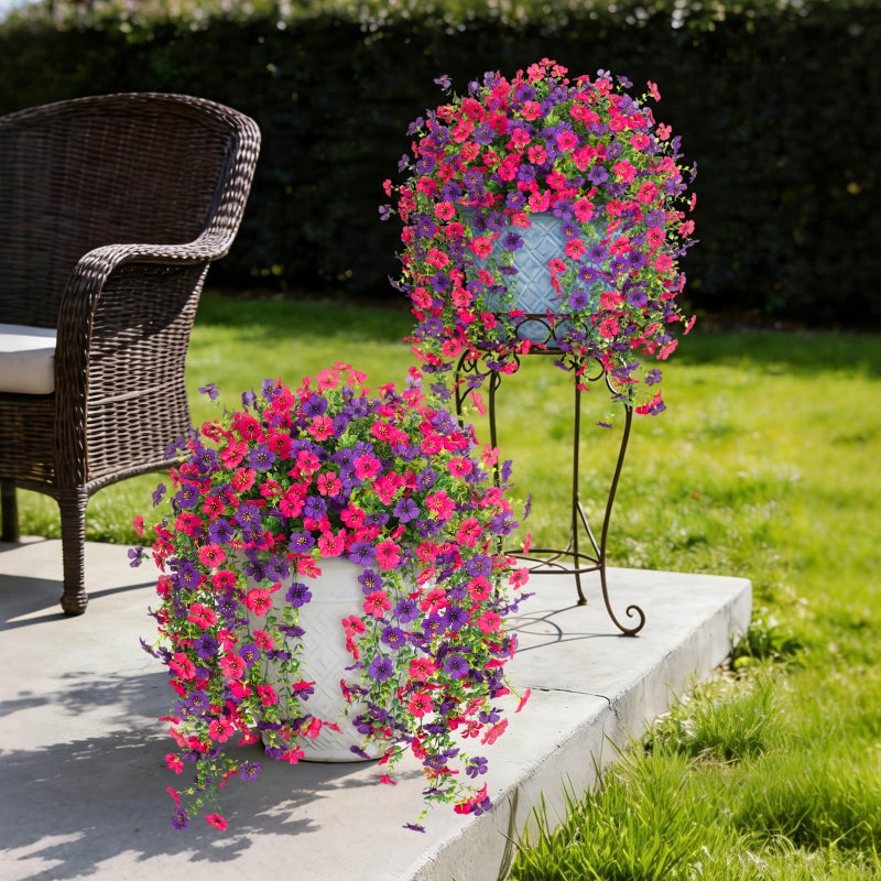 Hrobek Fake Artificial Hanging Flowers for Outdoors Decoration, 2 PCS Faux UV Resistant Artificial Outdoor Flowers, Fake Plants Look Real Daisy No Fade Spring Decor for Porch Home Patio Balcony and Yard - Image 3