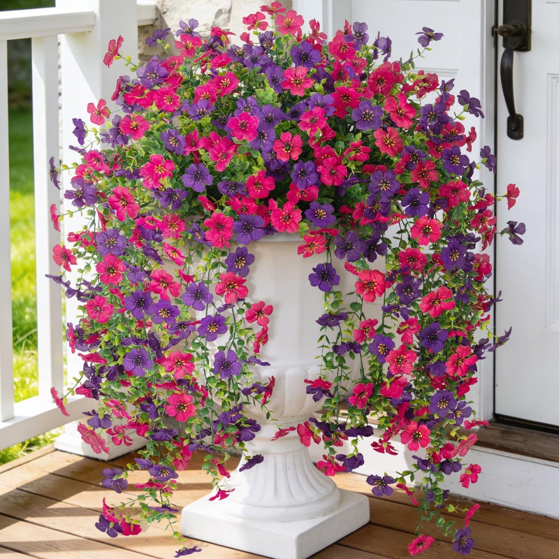 Hrobek Fake Artificial Hanging Flowers for Outdoors Decoration, 2 PCS Faux UV Resistant Artificial Outdoor Flowers, Fake Plants Look Real Daisy No Fade Spring Decor for Porch Home Patio Balcony and Yard - Image 1