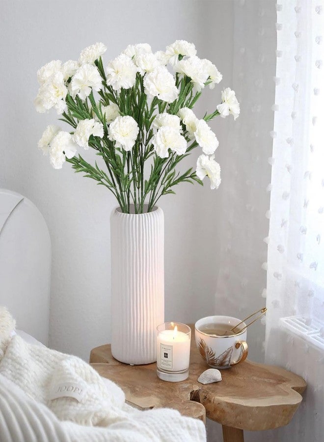 IPOPU White Carnations Artificial Flowers 6PCS 30 Heads Silk Carnations 27.56in Artificial Flowers with Stems for Wedding Home Centerpieces Floral Arrangements(White) - Image 2