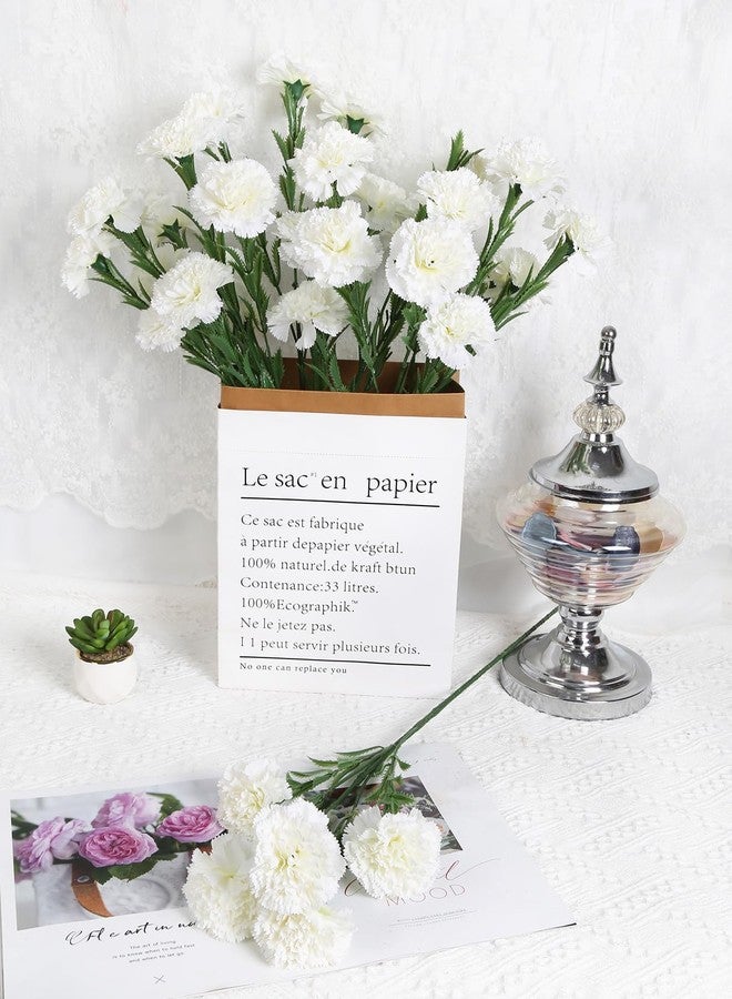 IPOPU White Carnations Artificial Flowers 6PCS 30 Heads Silk Carnations 27.56in Artificial Flowers with Stems for Wedding Home Centerpieces Floral Arrangements(White) - Image 5