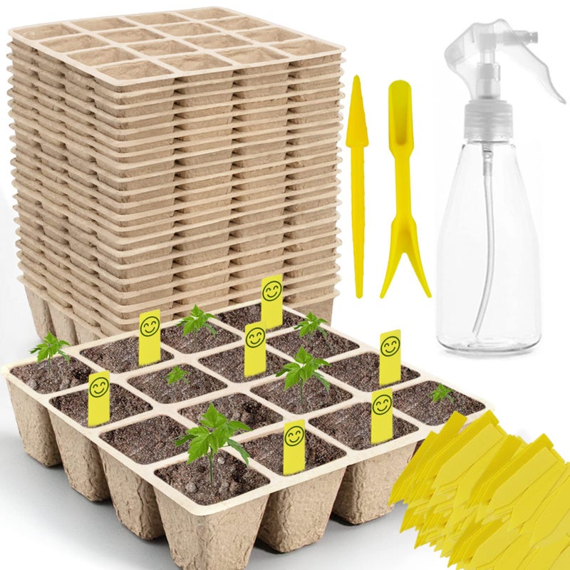 Tcbwfy Biodegradable Seedling Trays  20 Pack  320 Cells  Ideal For Indoor And Outdoor Planting  Mint  Lavender  Rose - Image 1