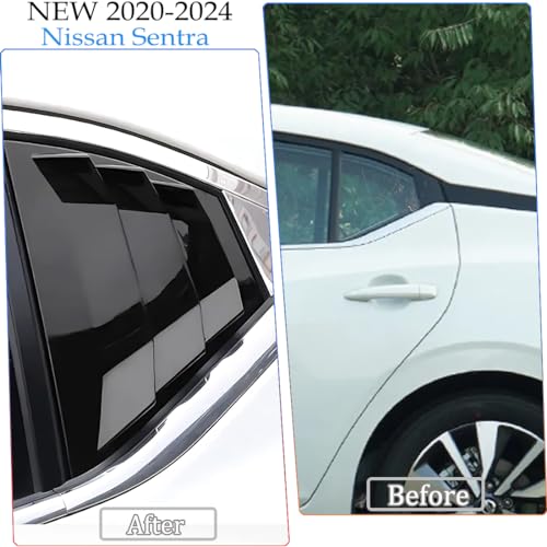 MUXEE 2Pcs Rear Side Window Louvers Air Vent Scoop Shades Cover Blinds Trim for Nissan sentra Sylphy 2020-2025 - ABS Bright Black Sport Interior Accessories - Image 3