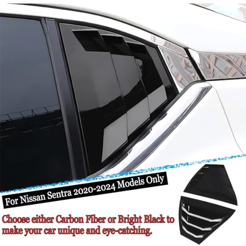 MUXEE 2Pcs Rear Side Window Louvers Air Vent Scoop Shades Cover Blinds Trim for Nissan sentra Sylphy 2020-2025 - ABS Bright Black Sport Interior Accessories - Image 4