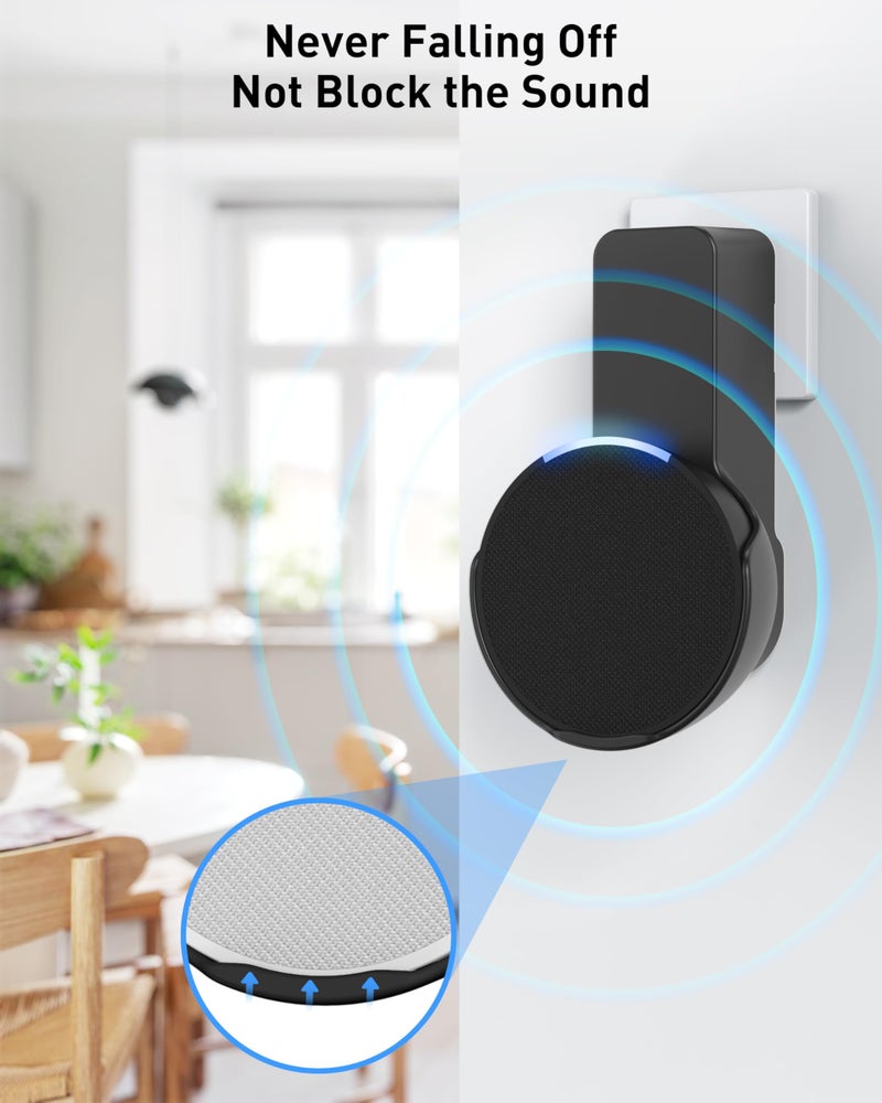 Maxonar Pop Wall Mount, Outlet Wall Mount Speaker Holder No Screws and Drill Needed Cable Hidden Storage Compatible with Google Nest, Pop- Black - Image 3