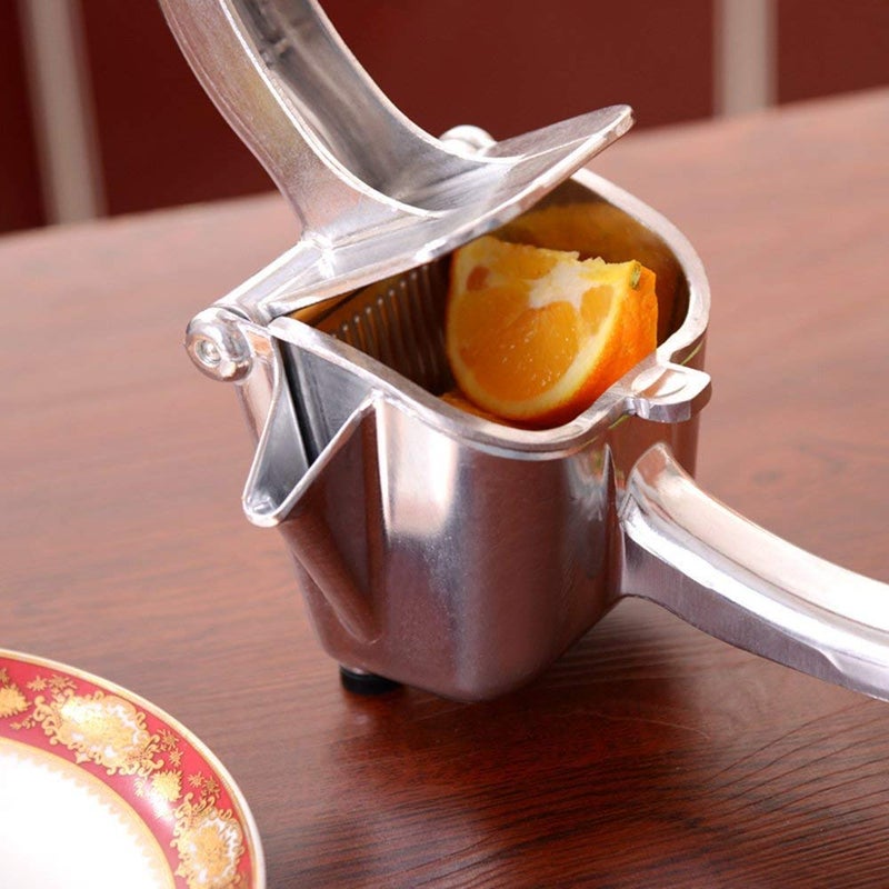 Mishrit Aluminum and Steel Manual Fruit Juicer Manual Citrus Press Juicer Heavy Duty Handhold Press Fruit Manual Juicer for Health Fruit Juice Silver - Image 1