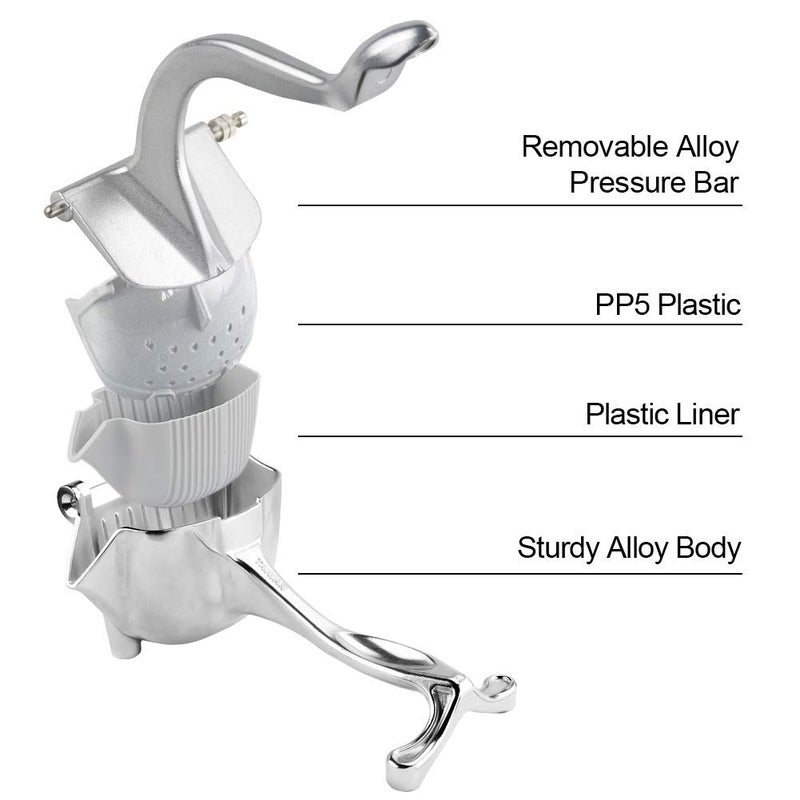 Mishrit Aluminum and Steel Manual Fruit Juicer Manual Citrus Press Juicer Heavy Duty Handhold Press Fruit Manual Juicer for Health Fruit Juice Silver - Image 3