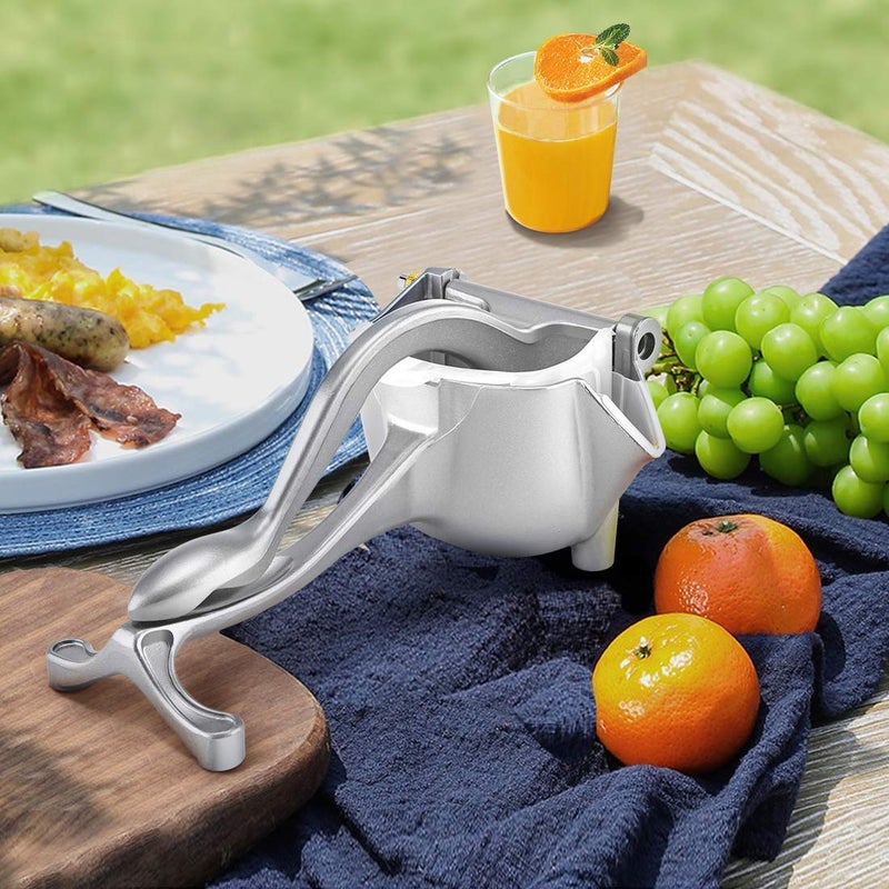 Mishrit Aluminum and Steel Manual Fruit Juicer Manual Citrus Press Juicer Heavy Duty Handhold Press Fruit Manual Juicer for Health Fruit Juice Silver - Image 4