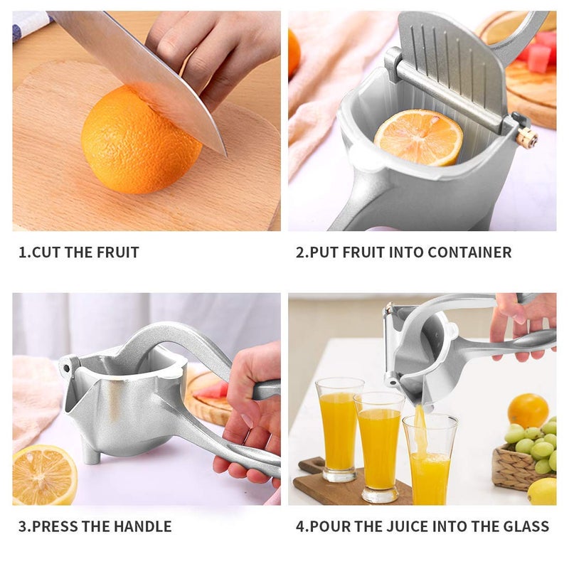 Mishrit Aluminum and Steel Manual Fruit Juicer Manual Citrus Press Juicer Heavy Duty Handhold Press Fruit Manual Juicer for Health Fruit Juice Silver - Image 5