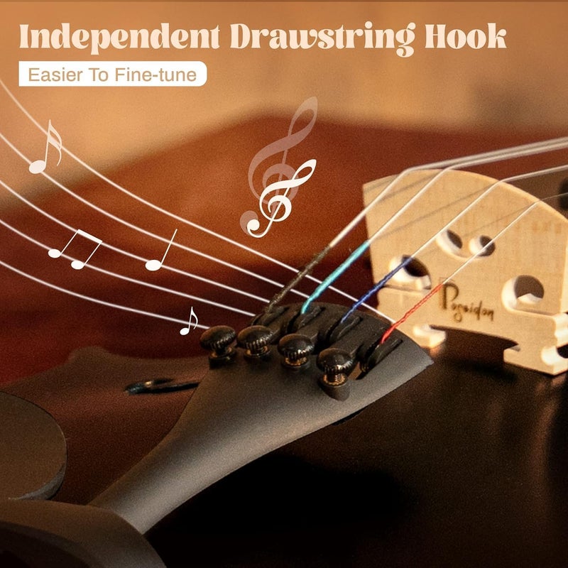 Mocking Bird Premium Violin Strings with Bow & Rosin Set | Universal 4/4 Violin Replacement Strings | Smooth Tone, Durable Violin Bow Hair, Easy Grip Rosin for Beginners & Professionals - Image 2