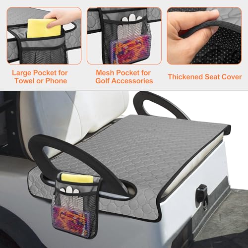PGmoon Golf Cart Seat Covers, Golf Cart Seat Towel Blanket with 4 Side Pockets & Non-Slip Bottom Fits for EZGO, Club Car, Yamaha and More 2 Person Seats Golf Carts - Image 4