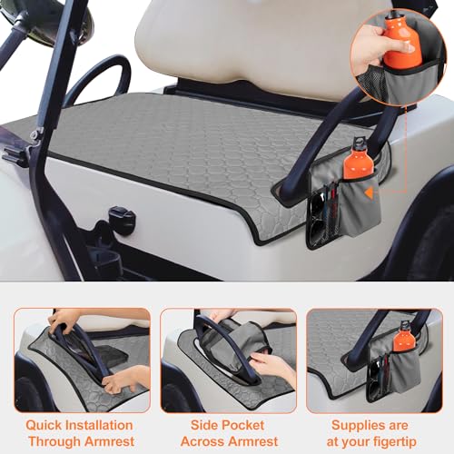 PGmoon Golf Cart Seat Covers, Golf Cart Seat Towel Blanket with 4 Side Pockets & Non-Slip Bottom Fits for EZGO, Club Car, Yamaha and More 2 Person Seats Golf Carts - Image 3