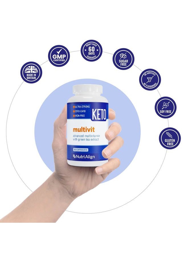 Nutri-Align Multivit | 90 Multi Vitamin Capsules for Keto | 20 Essential Vitamins and Minerals with Green Tea Extract and Chromium | Low Carb Keto Support Vitamins | Sugar Free and Zero Carb - Image 5