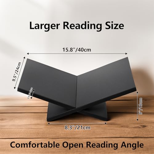 PUERSI Open Display Stand, Wooden Large Book Holder, Coffee Table Stand, Wood Easel for Magazine, Art, Cook Book, Bible, Quran - Black - Image 4