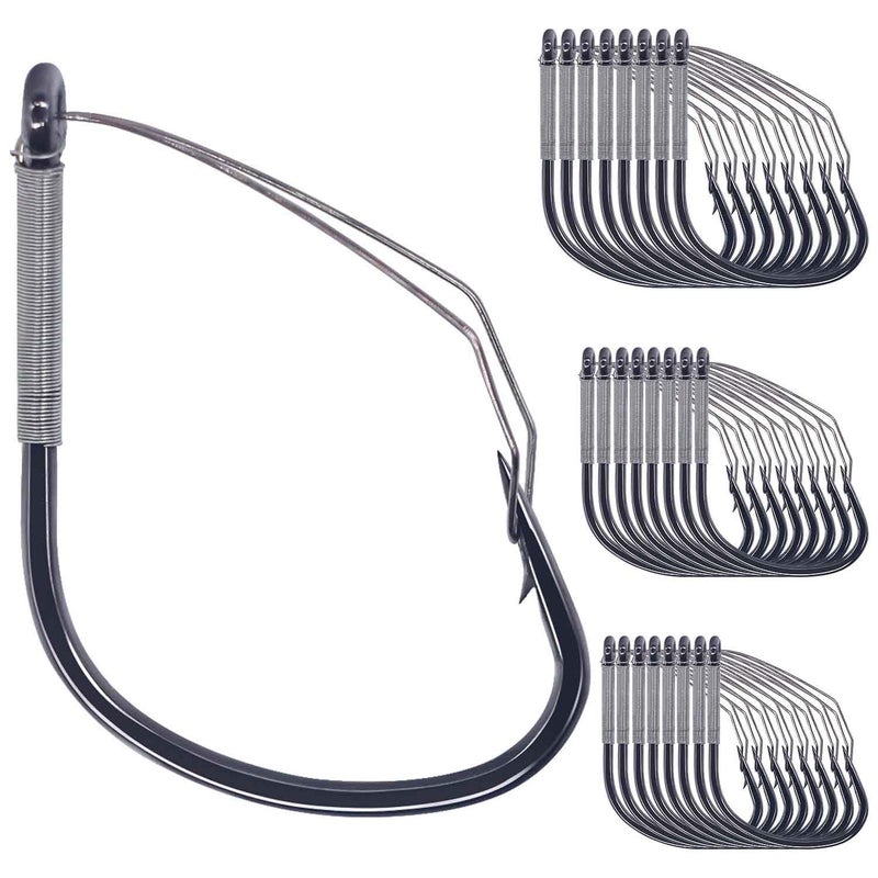 XFISHMAN Weedless Wacky Rig Hooks Bass Fishing Hooks for Wacky Rigging Worm Lure (1/0 25-Pack) - Image 1