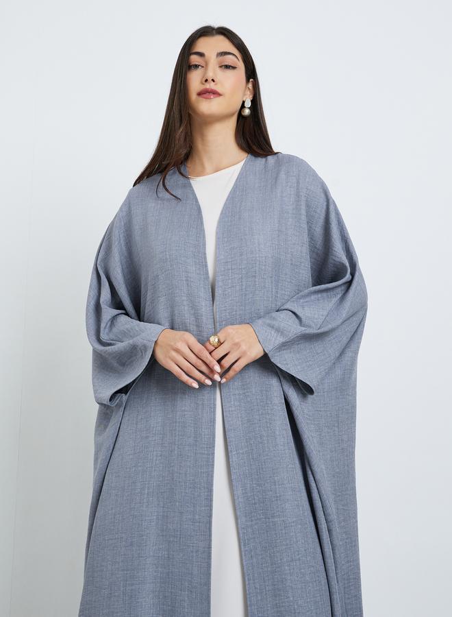 Amirah Grey Batwing Sleeve Open Front Abaya - Image 2