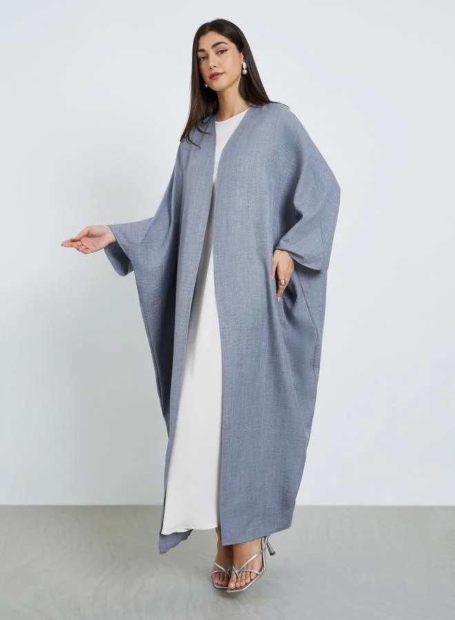 Amirah  Grey Batwing Sleeve Open Front Abaya for Women | Best Price UAE