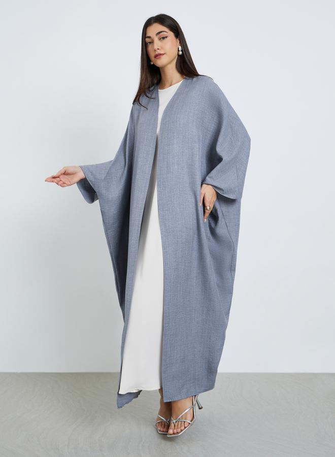 Amirah Grey Batwing Sleeve Open Front Abaya - Image 3