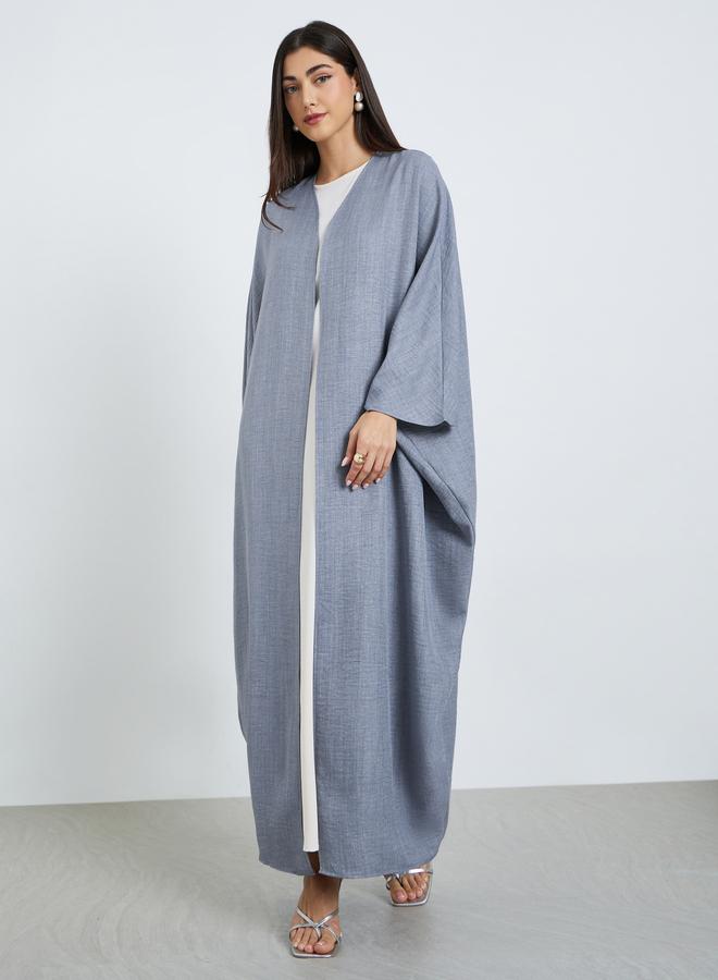 Amirah Grey Batwing Sleeve Open Front Abaya - Image 1