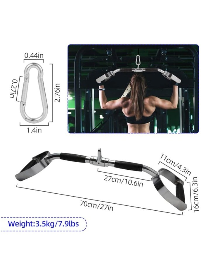 Generic - Neutral Grip LAT Pull Down Bar, Wide Grip LAT Pulldown Machine Attachments with Handls, 27in/70cm Bar with 800lbs Loading, DIY Home Gym Cable Machine - Image 1