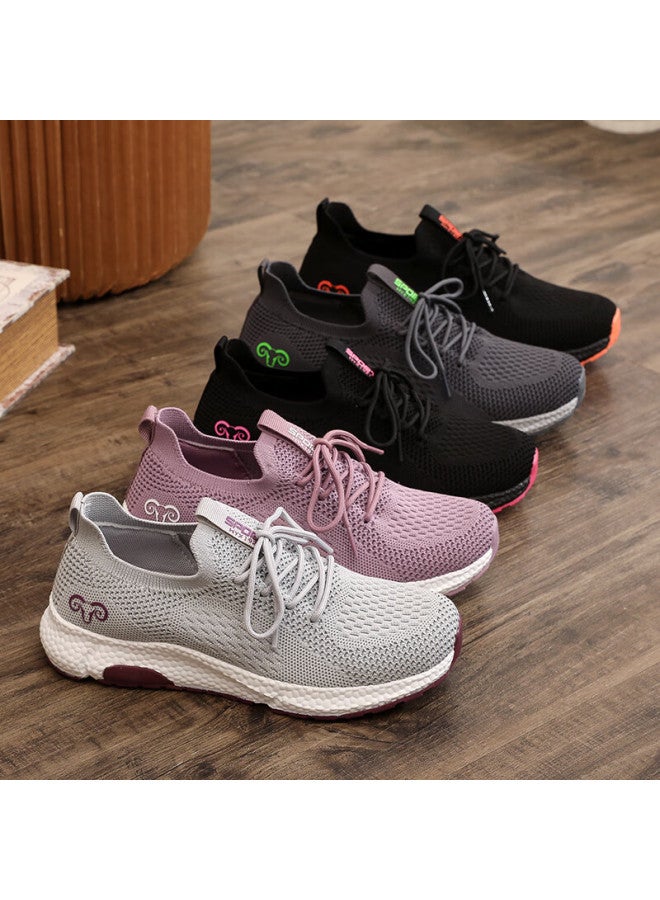 Elderly Shoes Spring Summer Middle-Aged And Elderly Dad Mesh Soft Sole Breathable Casual Walking Shoes Women’S Lotus Pink Size 39