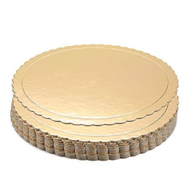 HOME REPUBLIC قاعدة كعكة هوم REPUBLIC-10INCH دائرية ذهبية مميزة، مضلعة، لوح كعكة، 10 قطع، ذهبية - Image 4
