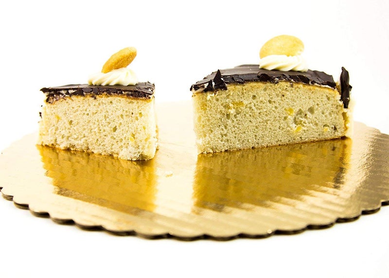 HOME REPUBLIC قاعدة كعكة هوم REPUBLIC-10INCH دائرية ذهبية مميزة، مضلعة، لوح كعكة، 10 قطع، ذهبية - Image 2