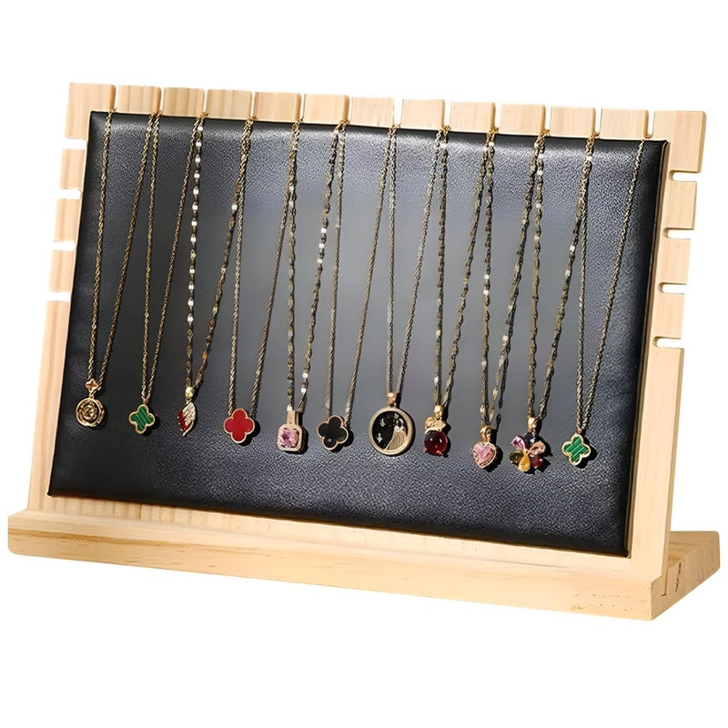 Wood Display Stand for Necklaces - Multi-level hanging organizer for jewelry, perfect for trade shows, photo backdrops, and retail displays with smooth polished surface. (Option 4)