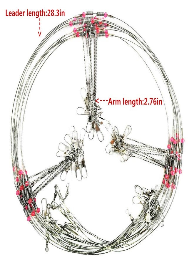 Drchoer Fishing Wire Leaders for Bottom Rigs: 10pcs Saltwater Hi-Low Rig Leaders with Swivels Snap for Trolling Pier Surf Fishing Tackle - 3 Arm(Length 2.76in) - Image 2