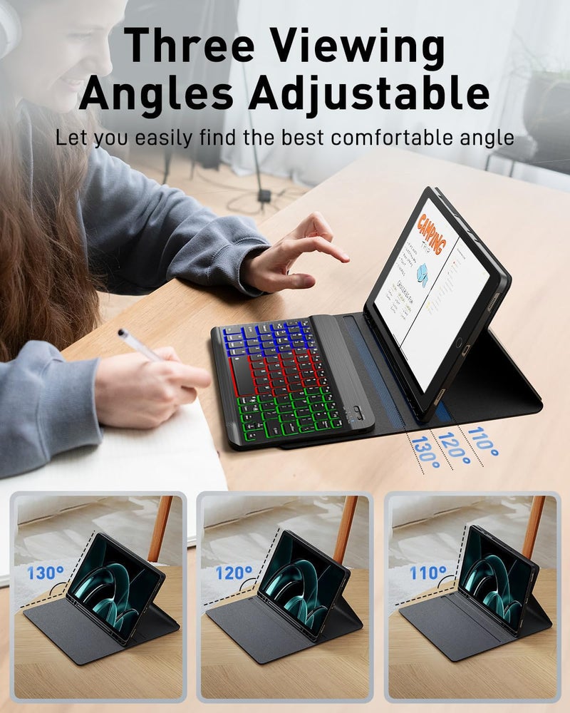 SAMTUNK Case Keyboard for Samsung Galaxy Tab S11 Ultra / S10 Ultra / S9 Ultra / S8 Ultra 14.6 inch Cover - 7 Color Rainbow Change Backlit Detachable Magnetic Keyboard with S Pen Holder with Mouse - Black - Image 5