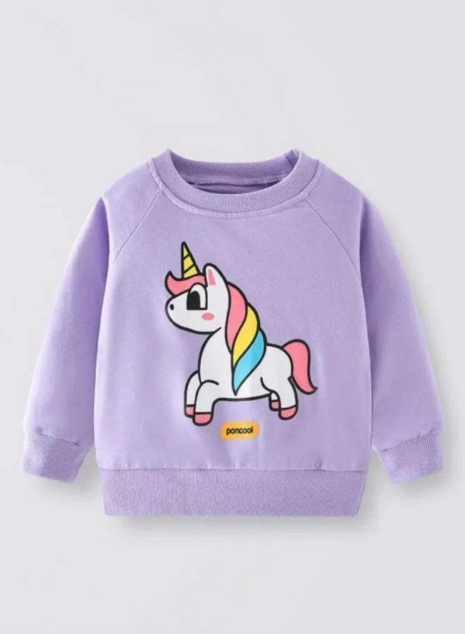 YUNIQEE Lavender Printed Long Sleeve Crew Neck T-Shirt