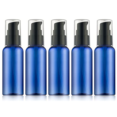 RAYNAG 5 Pack Empty Refillable Plastic Pump Bottle Ideal for Lotion Cream Essential Oil Travel Small Container,50ml/1.7oz - Image 1