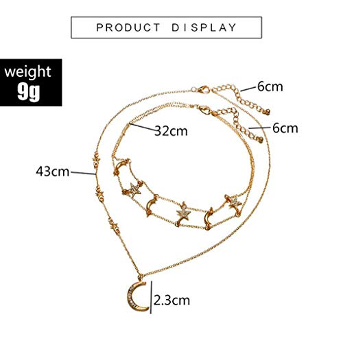 Chargances Bohemia Gold Moon and Stars Necklace for Women Fashion Gold Choker Necklace Delicate Moon Stars Jewelry for Women - Image 5