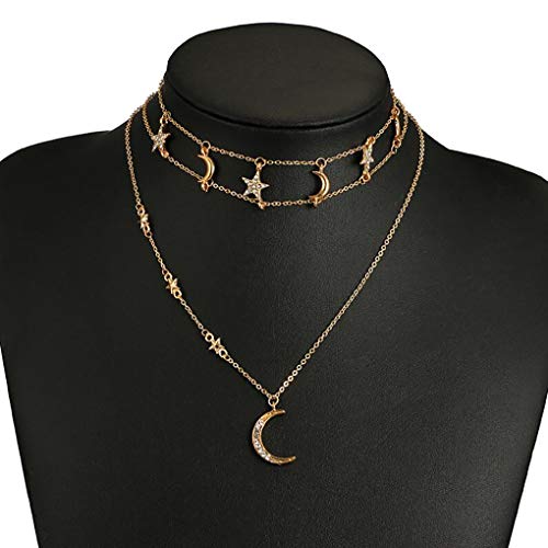 Chargances Bohemia Gold Moon and Stars Necklace for Women Fashion Gold Choker Necklace Delicate Moon Stars Jewelry for Women - Image 3