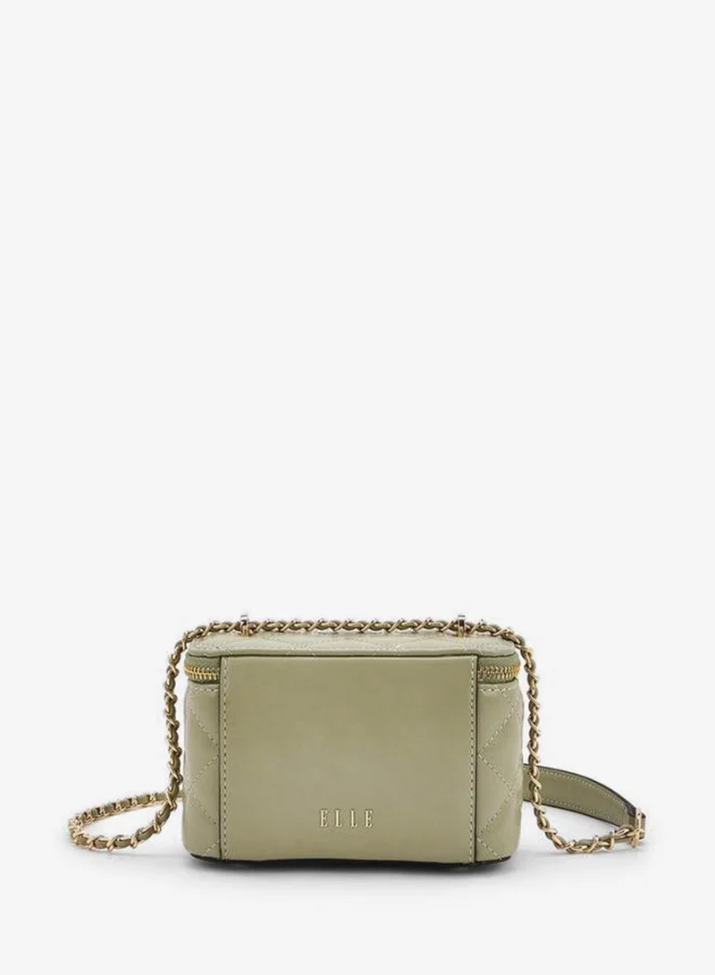 ELLE GREEN Quilted Crossbody Bag With Floral Accent Ramadan Collections for Women | Best Price UAE